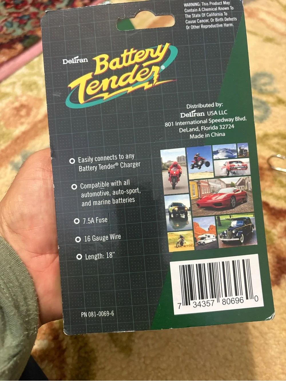 Battery Tender Fused Ring Terminal Harness NOS - 16 gauge - Black 081-0069-6